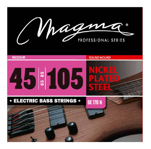 Cuerdas Bajo Electrico 4 Cuerdas Magma Be170n 0.45-105