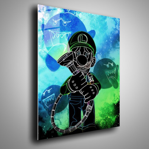 Cuadro Metalico Luigi Mansion Gamer Arte Abstracta  40x60cm