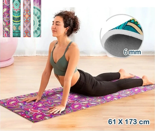 Colchoneta Yogamat 6mm Estampada Con Bolso-mándala-pilates