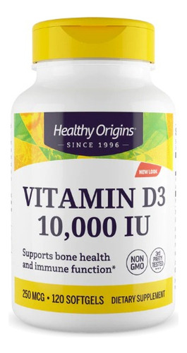 Suplemento em softgels Healthy Origins  Vitamin D3 10000 IU vitaminas Vitamin D3 10000 IU em pote 120 un