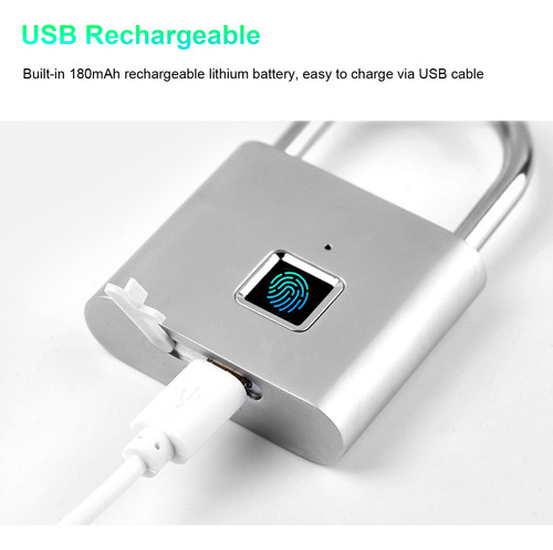 Candado Huella Dactilar Recargable Sin Llave Ip56 Impermeabl