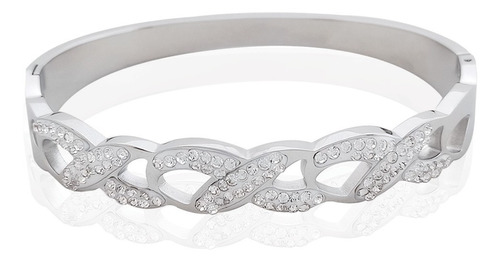 Brazalete De Acero #107 Con Zirconias Blancas Incrustadas 