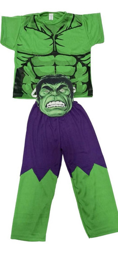Disfraz Hulk Niño Con Máscara Excelente Calidad