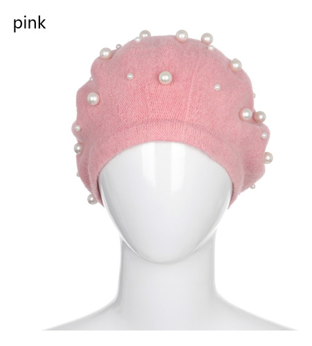 Gorro De Lana Con Boina De Perlas Para Mujer, Holgado, A La