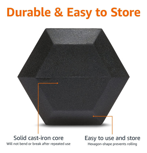 Mancuernas Hexagonales Goma Para Entrenamiento De Fuerza Negro Y Plateado
