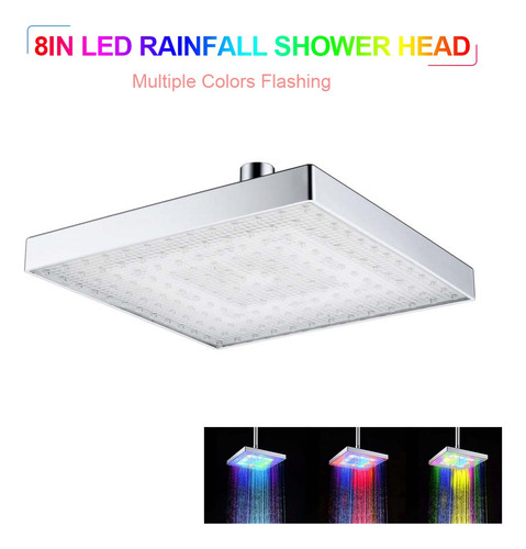 Cabezal De Ducha Con Efecto Lluvia, Cuadrado, 7 Colores
