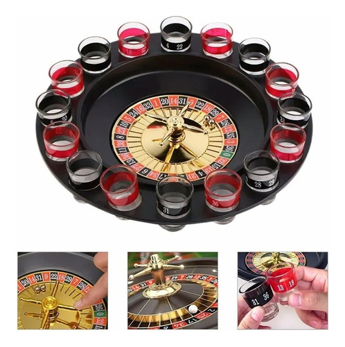 Juego de ruleta Drink Shot de 16 tazas de vidrio para casino