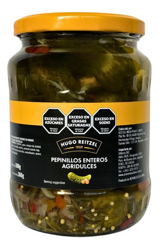 Pepinillos Agridulces Enteros Reitzel 600 G