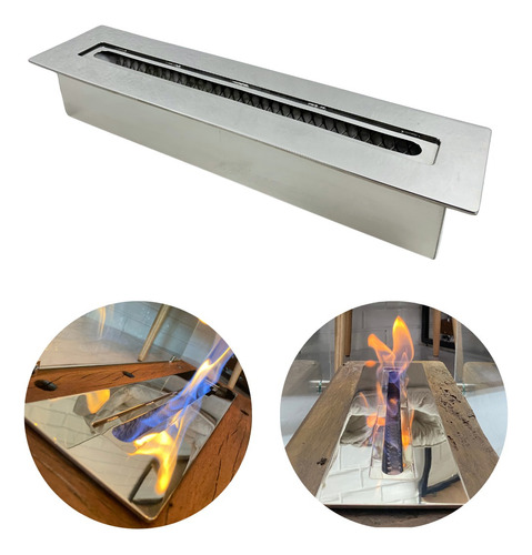 Queimador Ecológico A Álcool Ou Etanol 50cm Inox Capacidade Do Tanque De Combustível 24 L Cor Inox Polido