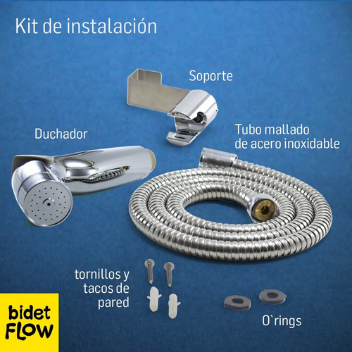 Imagen 6 de 10 de Bidet De Mano C/ Corte P/ Inodoro Duchador Gatillo + Flexibl