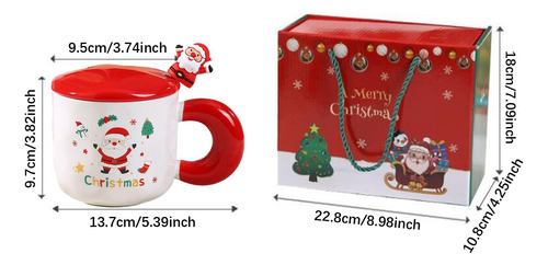 Juego De Tazas De Cerámica Navideñas Con Papá Noel Rojo