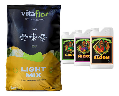 Sustrato Vitaflor Lightmix 50lts Base Advanced Nutrient 1lt