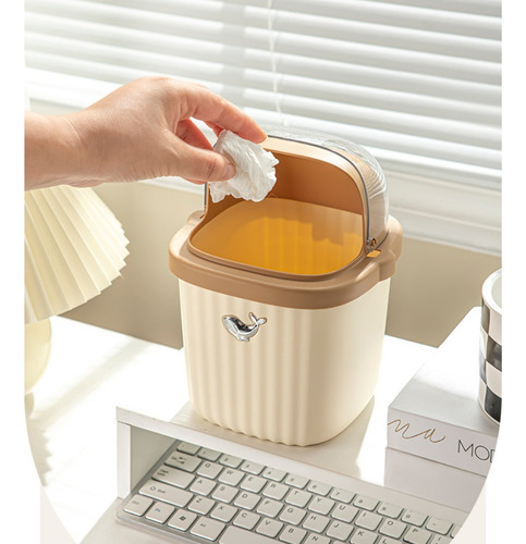 Cesto De Basura Para Escritorio Cesto Cute Deco Mini Tacho Marrón