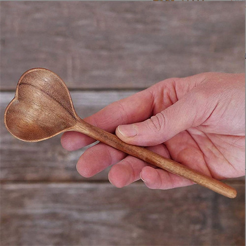 Zy 1pcs Cuchara De Madera En Forma De Corazón