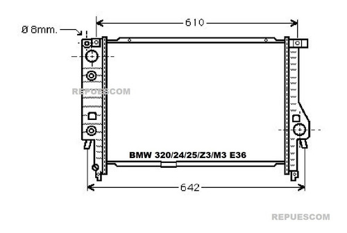 Radiador De Agua De Bmw 320 / 325 / Z3 /  E36 