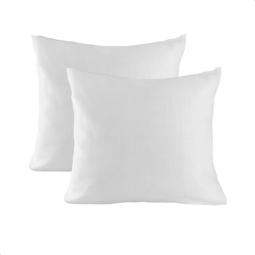 Kit 2 Capa De Almofada Decorativa Com Zíper Invisível Cor Branco Liso