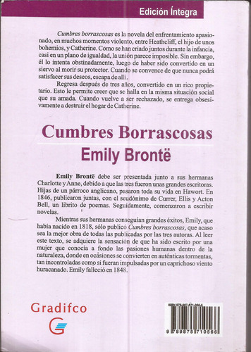 Cumbres Borrascosas Libro Nuevo E Bronte Libro Nuevo