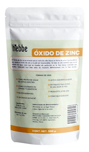 Oxido De Zinc Puro En Polvo (talco, Desodorante) 500g