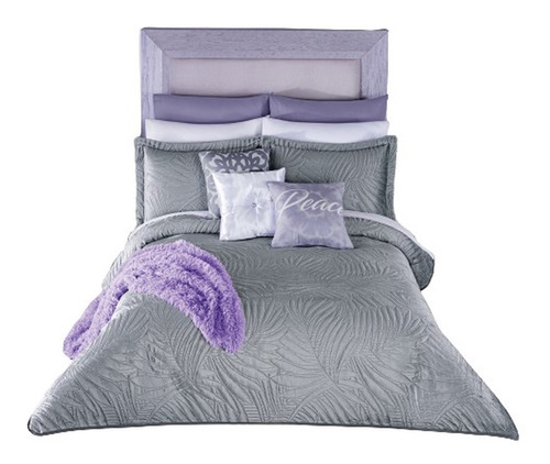 Edredón Neo Velvet Gris King Size C/ Fundas Colchas Concord