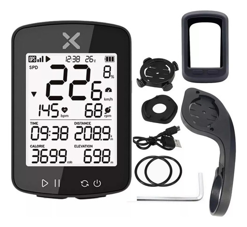 Velocímetro GPS Xoss G2+ Smart Bt Ant+ Strava, color negro