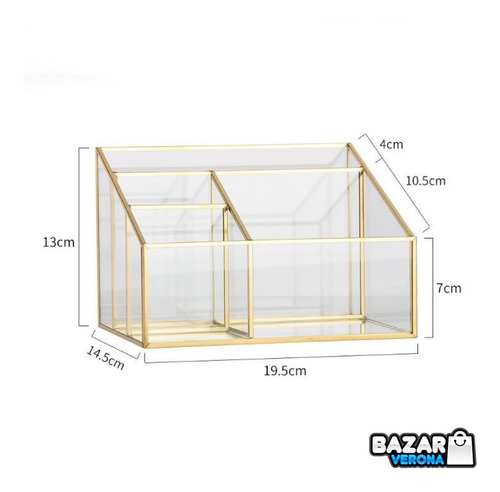 Imagen 1 de 4 de Porta Maquillaje Cobre Y Vidrio Organizador Porta Cosméticos