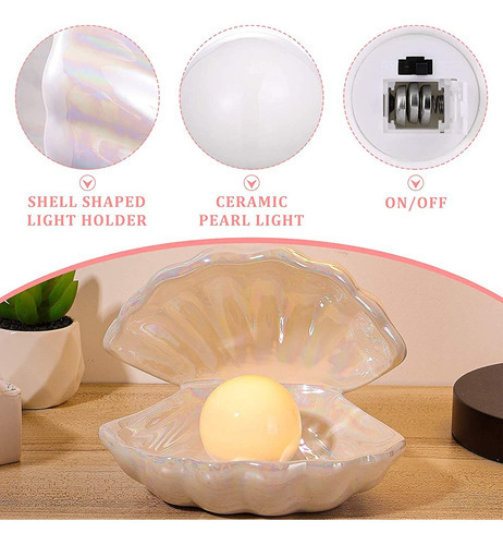 Imikeya Shell Pearl Light Led Night Light Pearl In Shell Nig