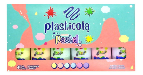 Adhesivo Vinilico Plasticola 40g.x 6 Colores Pastel