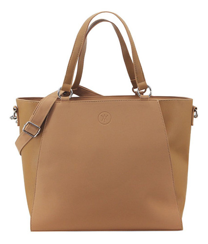 Cartera Amayra Clásica Simil Cuero Rígida Amplia Diaria Color Camel 67.c2640.2