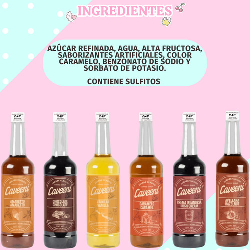 Jarabe Sabor Amaretto Caveeni Enco Para Café 750ml 3 Piezas
