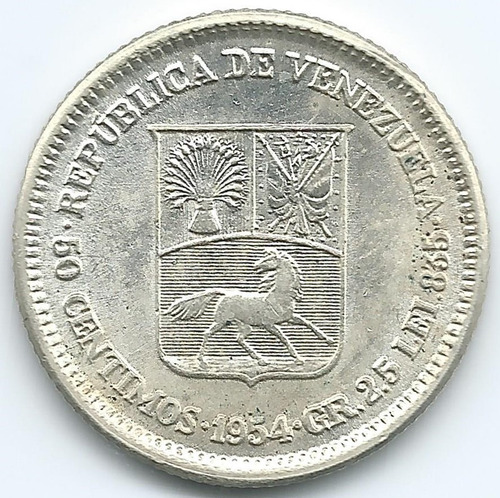 Moneda De Plata 50 Céntimos Real De 1954