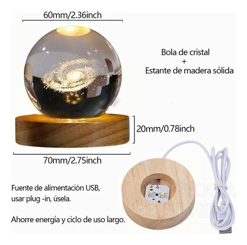 3d Lampara De Noche Led Bola Crista, Night Led Sistema Solar
