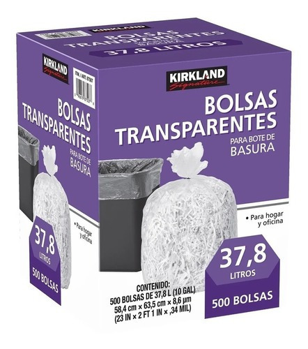 Bolsas Plástico Basura Cestos Oficina Casa 37 Lt 500 Pz