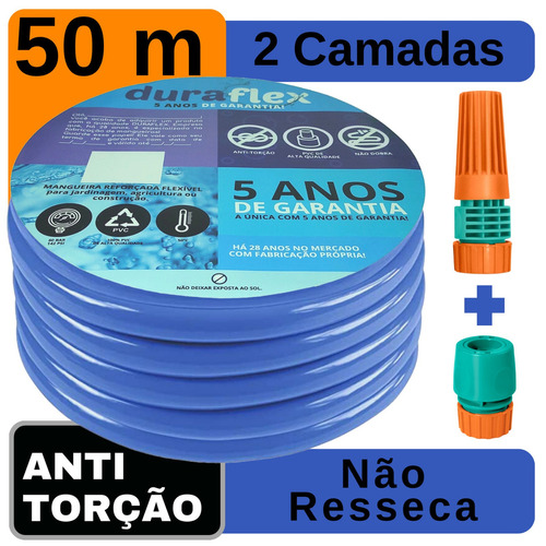 Mangueira Para Casa Antitorção Siliconada DuraFlex Azul 50m Cor Azul