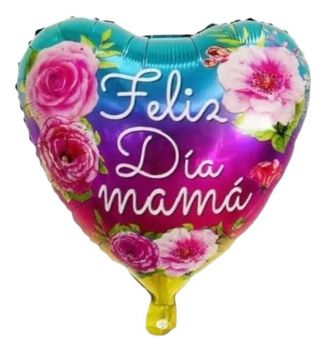 2 Globos Metalico 46 Cm Feliz Día Mamá Rosas. Calidad Helio