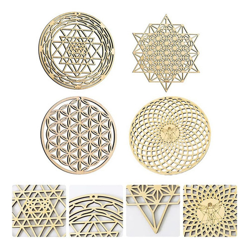 4 Piezas De Arte De Geometría Sagrada Para Pared Con Forma D