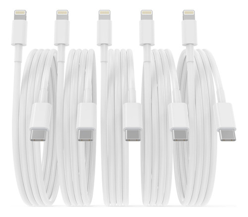 Paquete De 5 Cables Usb C A Lightning [certificado Apple Mfi