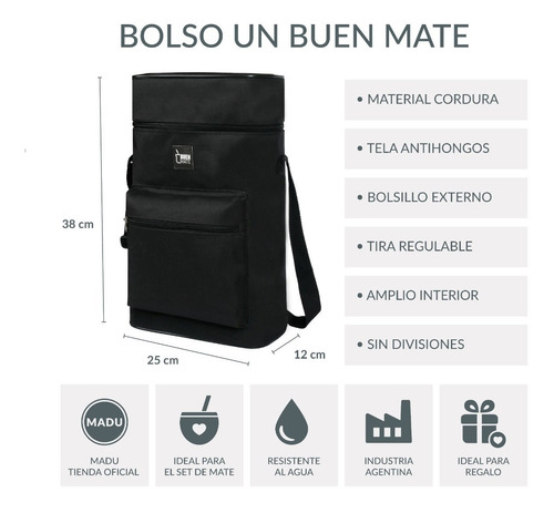 Set Equipo Mate Bombilla Yerbera Azucarera Y Bolso