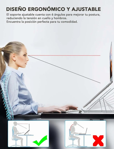 Soporte Ajustable Para Laptop Base Portatil Plegable Tablet Plateado