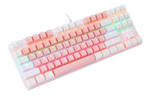 Teclado Mecânico Bicolor De Duas Cores E Eixo Azul De 87 Tec