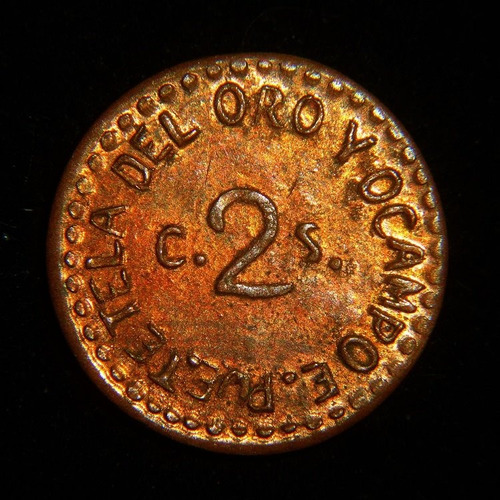 Moneda 2 Centavos 1915 Tetela Oro Ocampo Puebla Revolucion