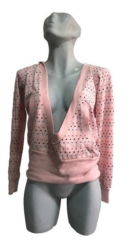 Sudadera Para Mujer Dama Corazones Escote En V Rosa Casual S (Usado)