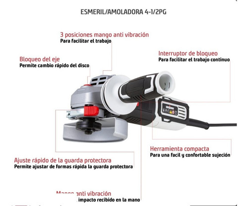 Esmeril Angular Eléctrico 4 1/2 900w Ubermann
