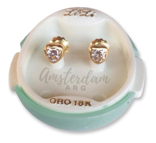 Aros A Rosca Oro 18kt Lili Corazón 827  ..amsterdamarg...