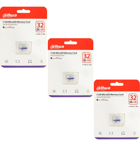 Kit Mextec 3pz Tarjeta De Memoria Microsd Dahua 32gb 90mb/s