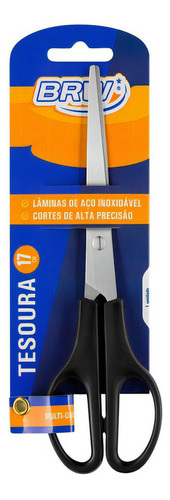 Tesoura Multiuso 17cm  Aço Inox Preta 1701 - Brw