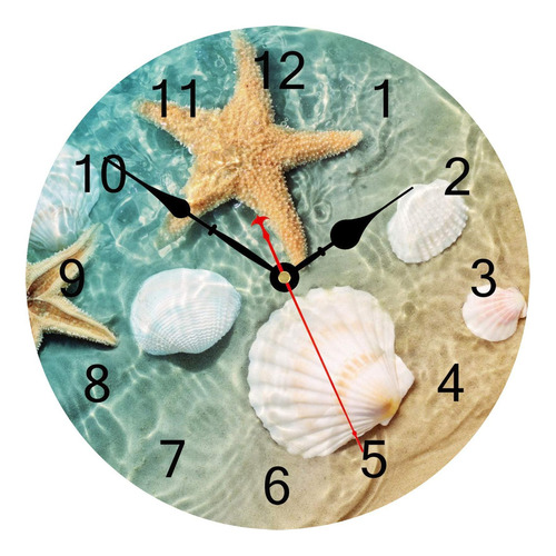 Taheat Reloj De Pared De Estrella De Mar De Concha Costera D