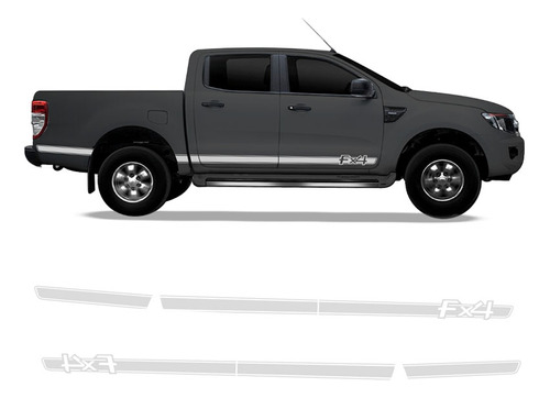 Faixa Adesivo Ford Ranger Fx4 2013 Até 2022 Lateral Cinza