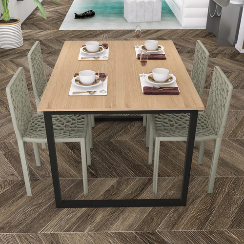 Conjunto Mesa Jantar 120x90 + 4 Cadeiras Gruvyer Design Clás