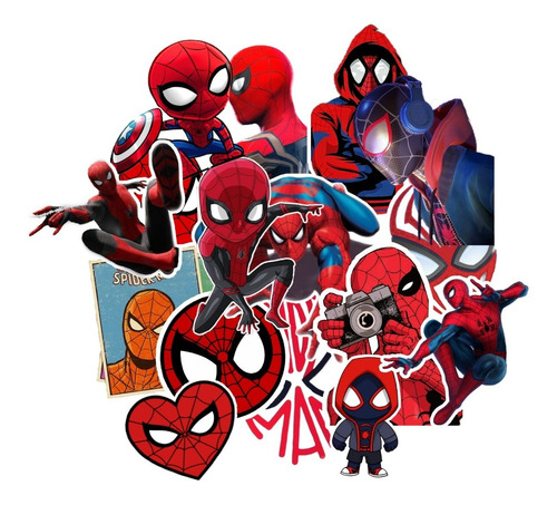 Stickers Spiderman 20 Unidades Personajes De Marvel