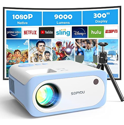 Mini Proyector, Native 1080p Full Hd 9000l